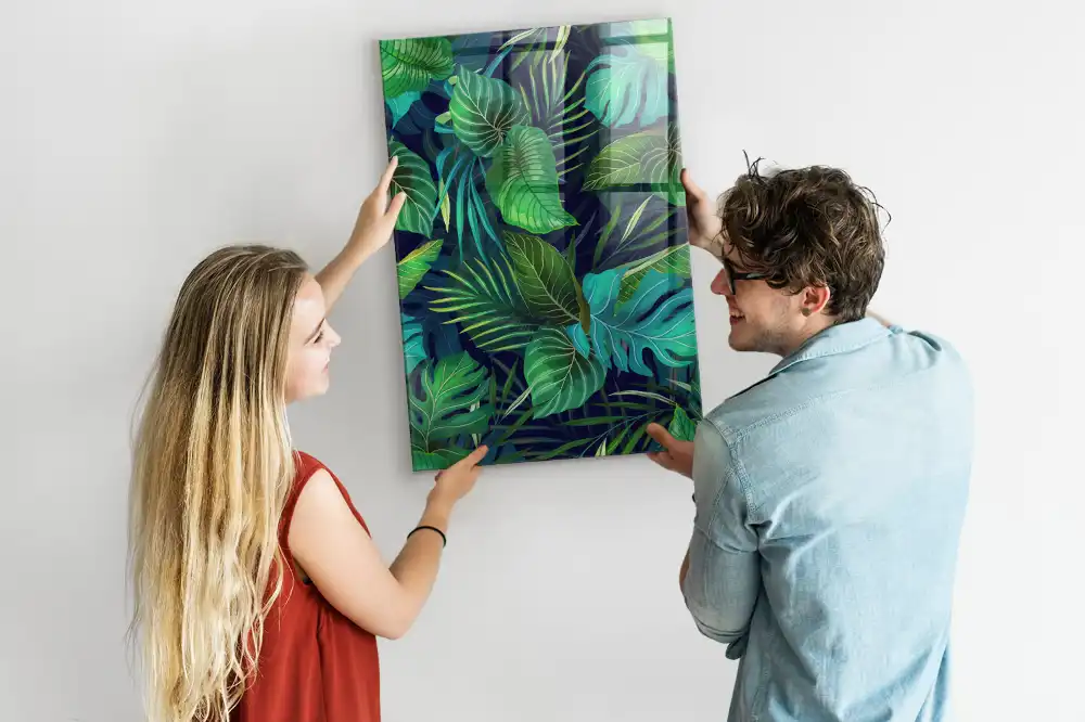 Tableau aimanté à motif de grandes feuilles exotiques