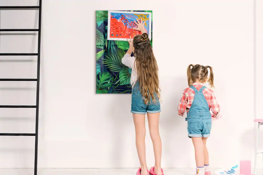 Tableau aimanté à motif de grandes feuilles exotiques