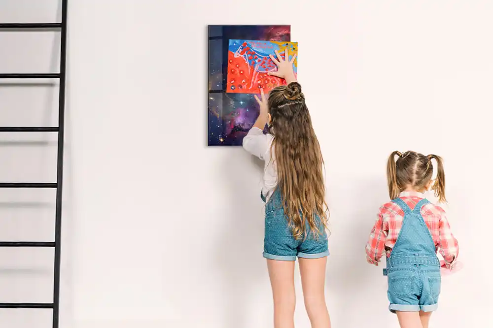Tableau magnétique motif galaxie et espace
