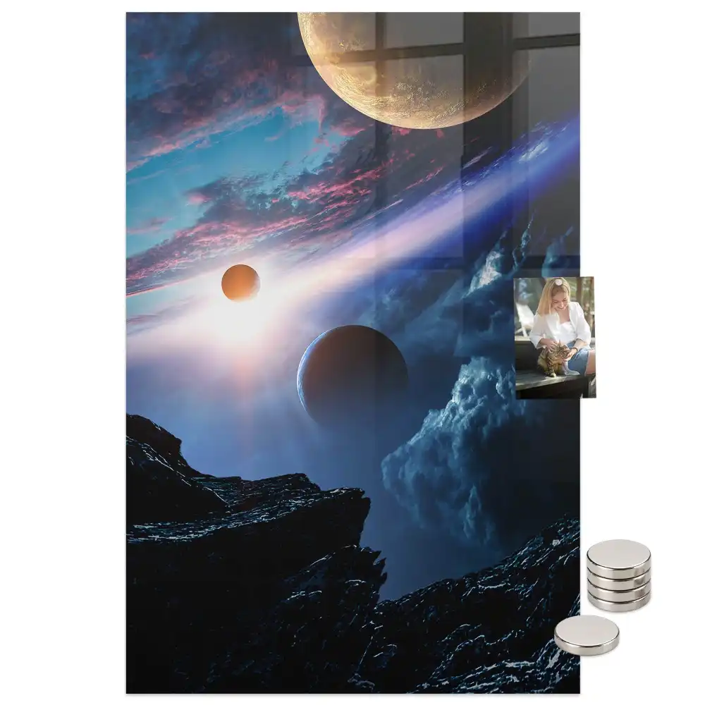 Tableau magnétique mural motif galaxie