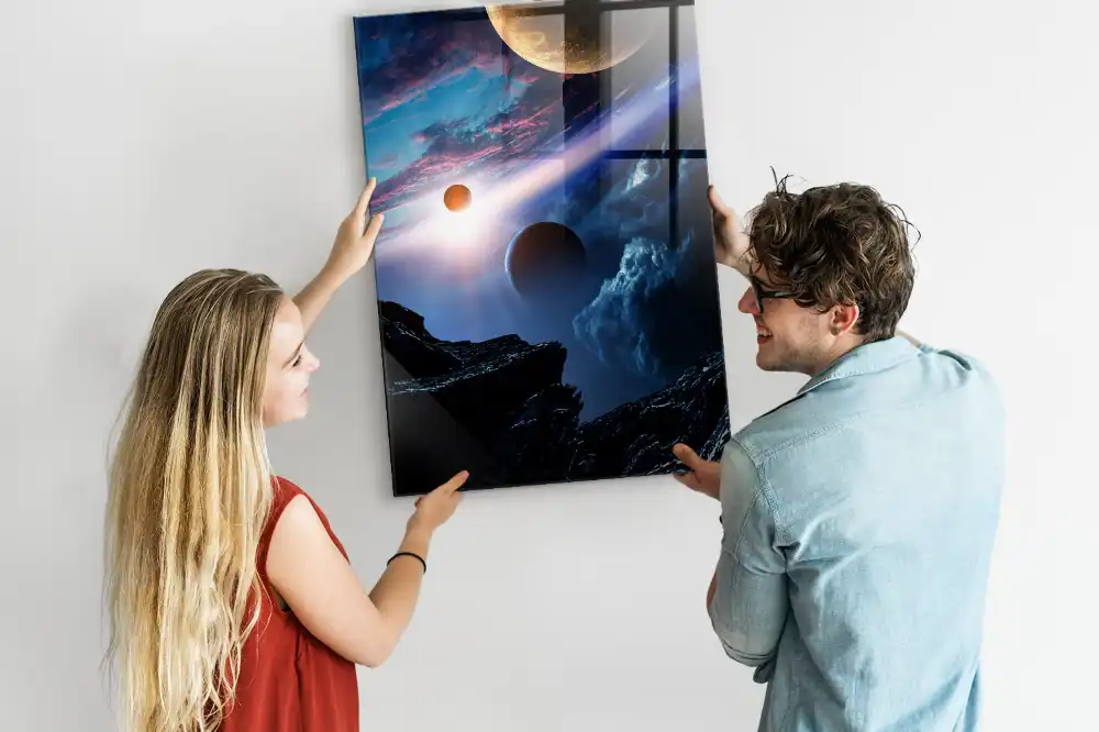 Tableau magnétique mural motif galaxie