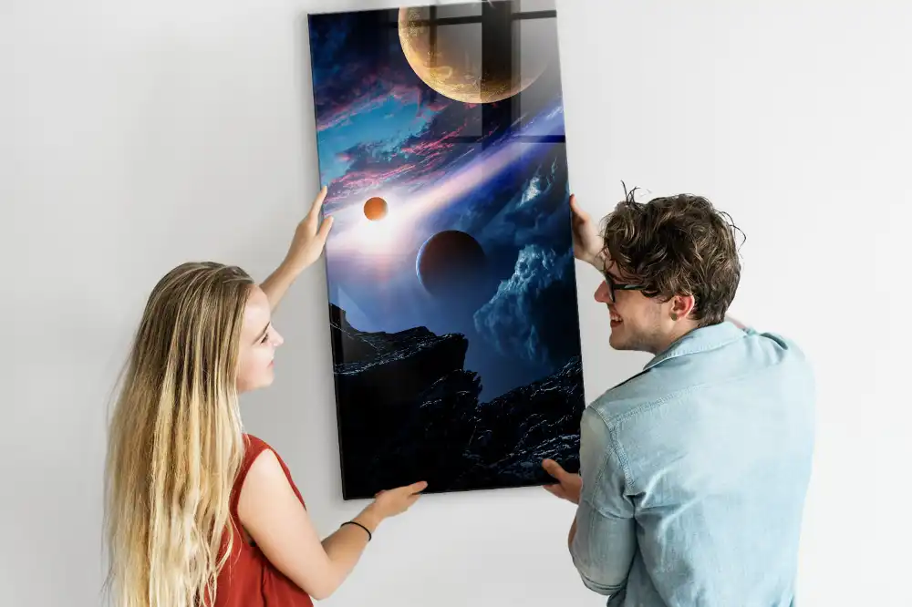 Tableau magnétique mural motif galaxie