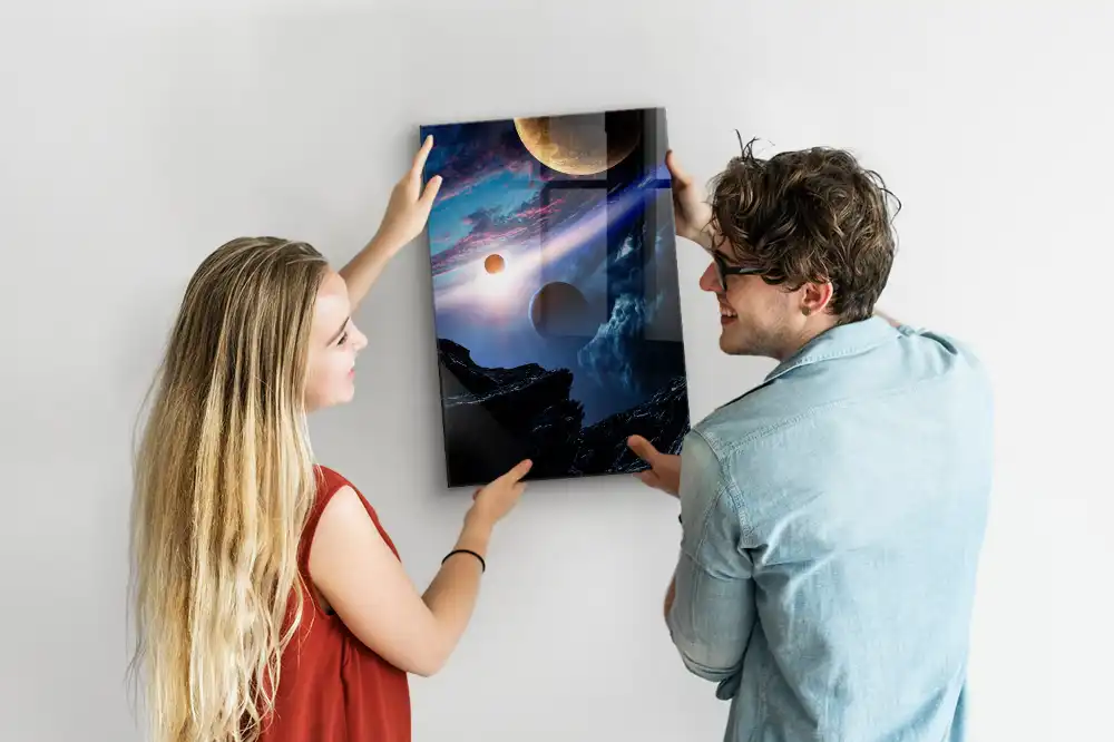 Tableau magnétique mural motif galaxie