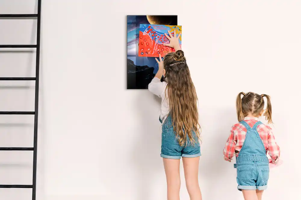 Tableau magnétique mural motif galaxie