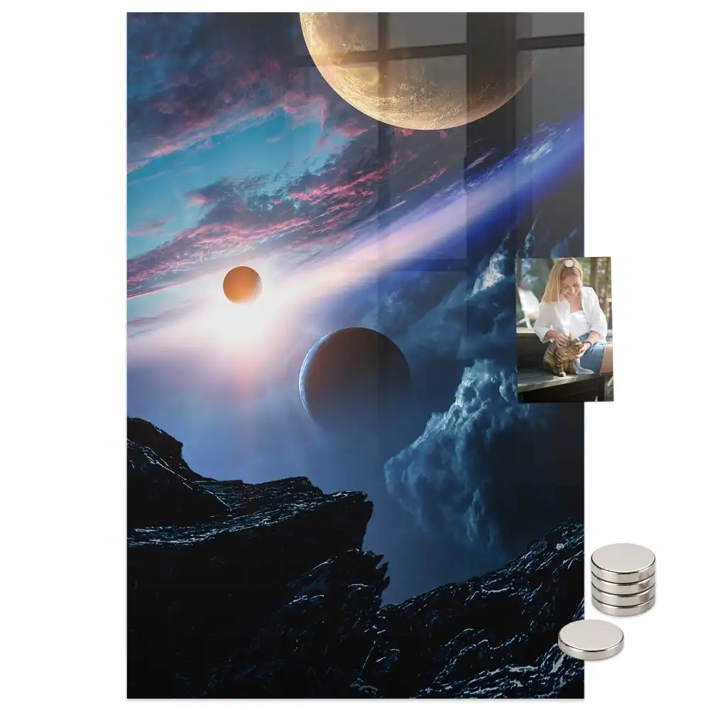 Tableau magnétique mural motif galaxie