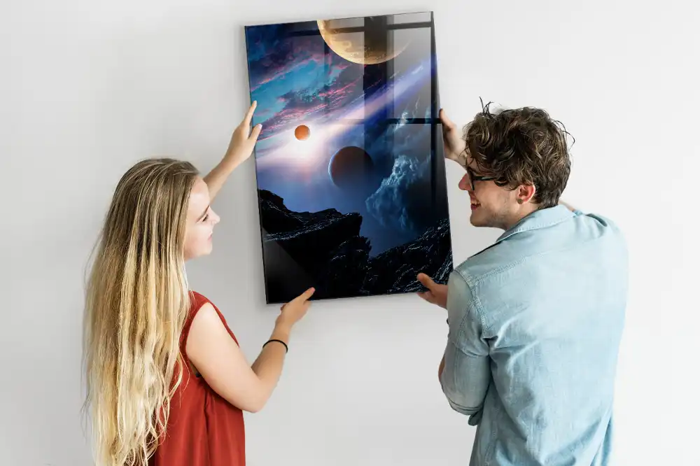 Tableau magnétique mural motif galaxie