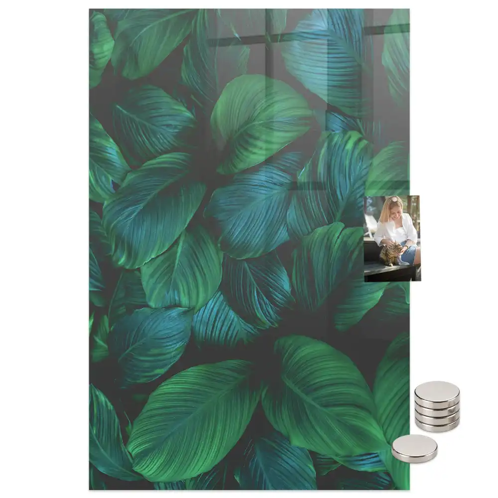 Tableau magnétique grand format à motif de feuilles tropicales