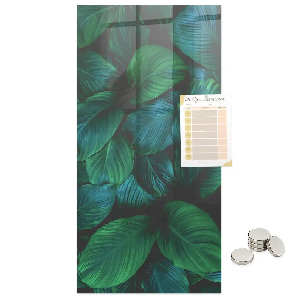 Tableau magnétique grand format à motif de feuilles tropicales