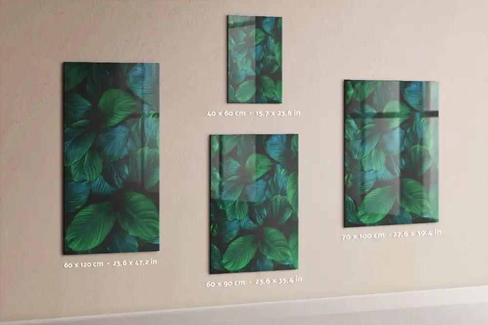 Tableau magnétique grand format à motif de feuilles tropicales