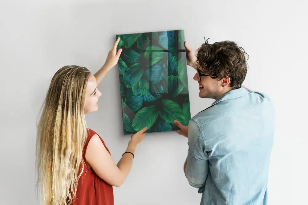 Tableau magnétique grand format à motif de feuilles tropicales