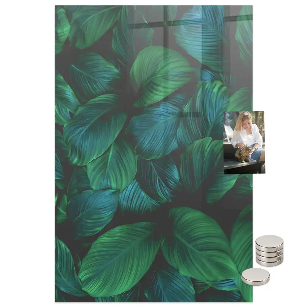 Tableau magnétique grand format à motif de feuilles tropicales