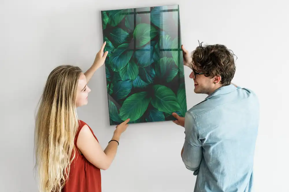 Tableau magnétique grand format à motif de feuilles tropicales
