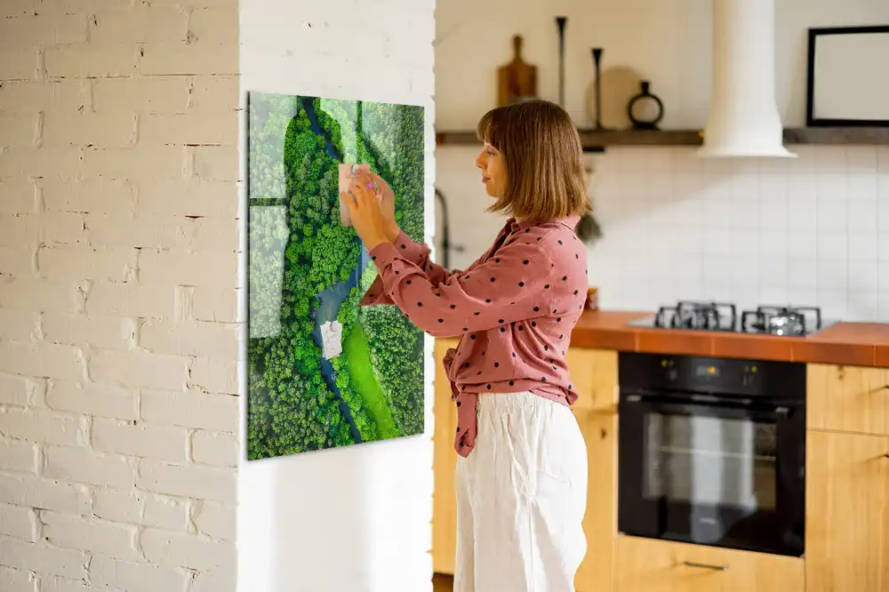 Tableau magnétique mural motif rivière forestière