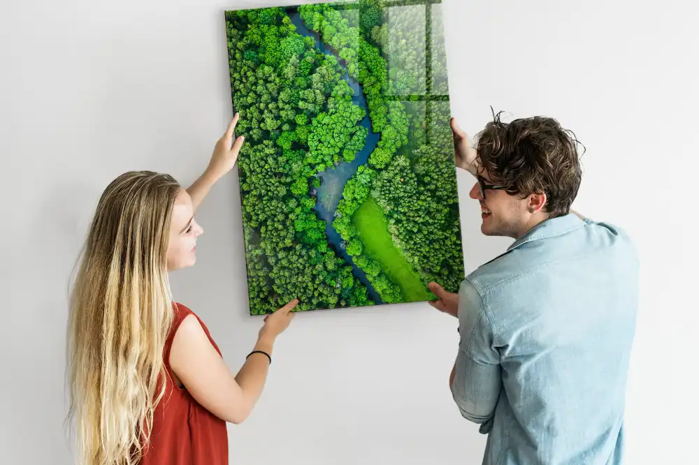 Tableau magnétique mural motif rivière forestière