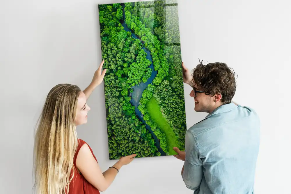 Tableau magnétique mural motif rivière forestière