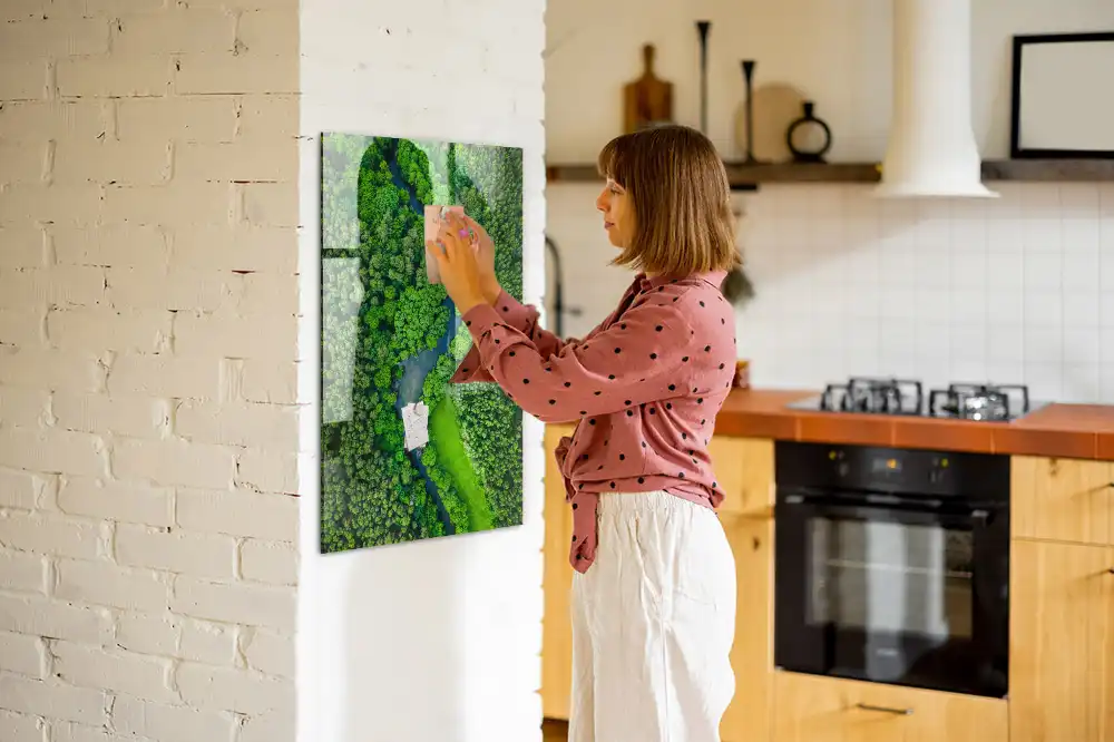 Tableau magnétique mural motif rivière forestière