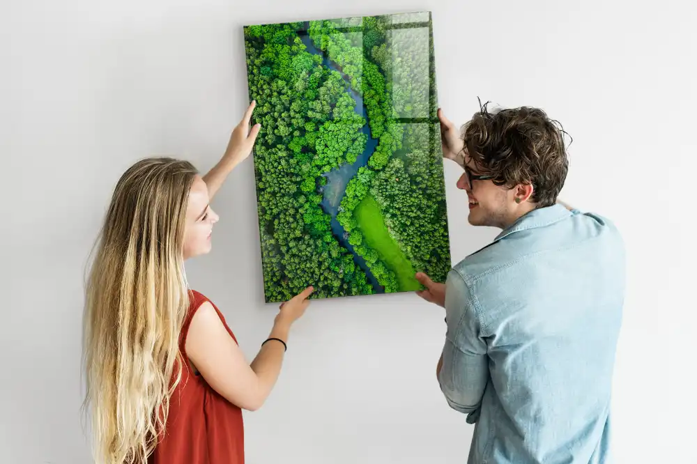 Tableau magnétique mural motif rivière forestière