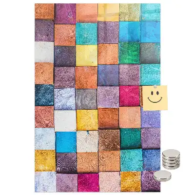 Tableau magnétique avec cubes en bois colorés