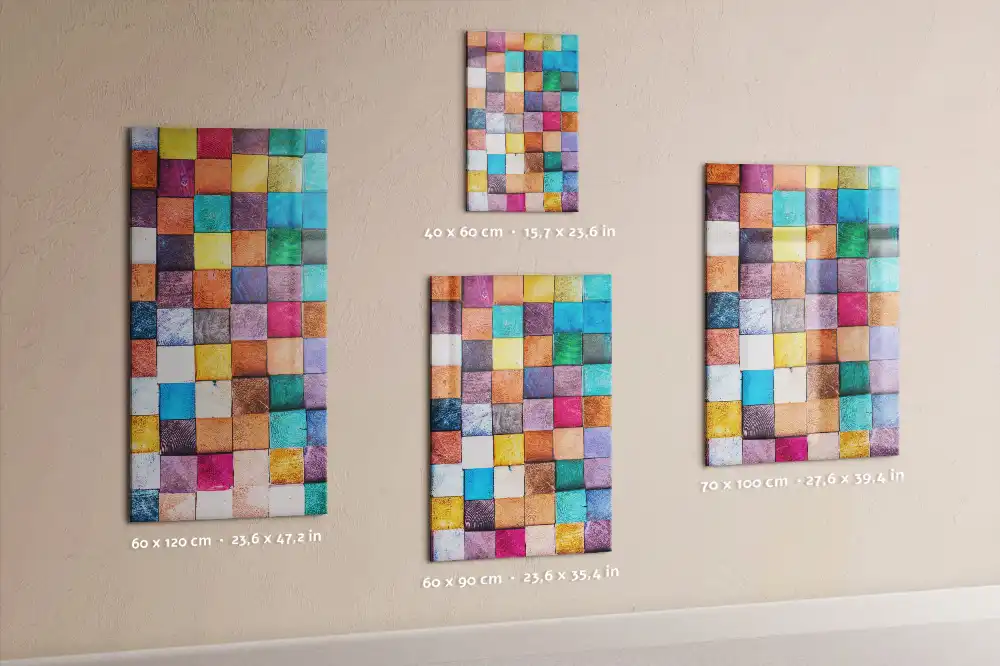 Tableau magnétique avec cubes en bois colorés