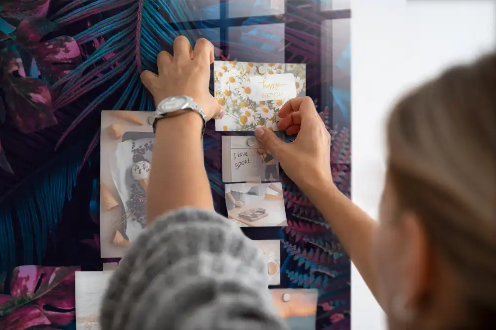 Tableau magnétique mural à motifs de feuilles tropicales