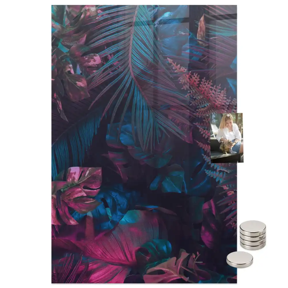Tableau magnétique mural à motifs de feuilles tropicales