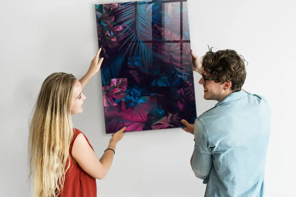 Tableau magnétique mural à motifs de feuilles tropicales
