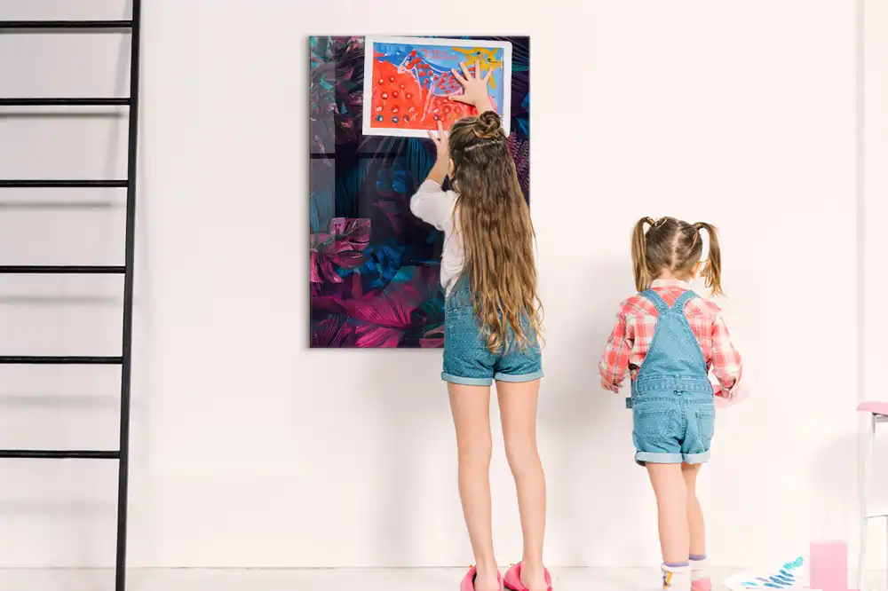 Tableau magnétique mural à motifs de feuilles tropicales
