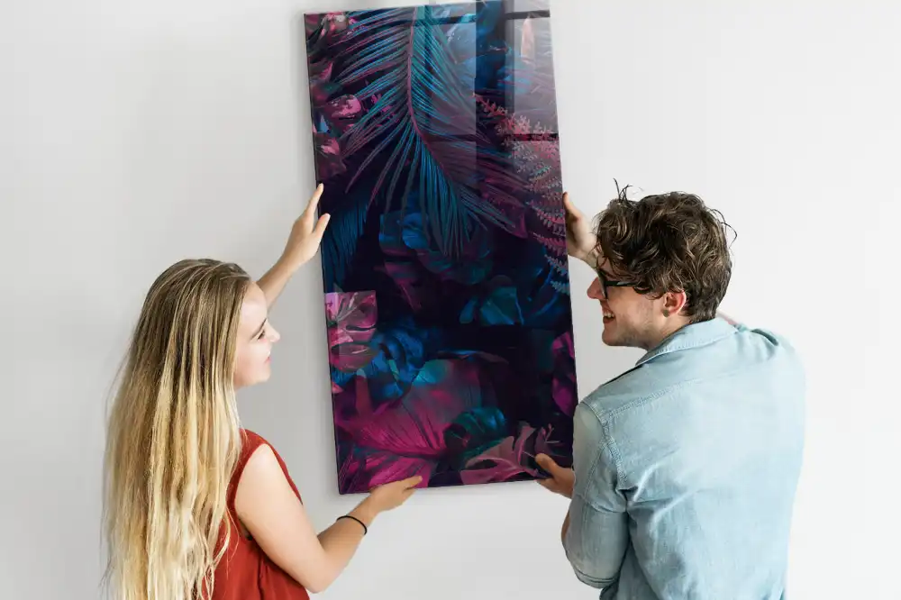 Tableau magnétique mural à motifs de feuilles tropicales