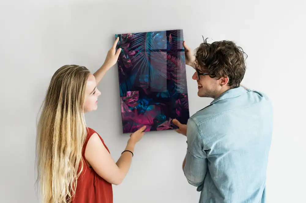 Tableau magnétique mural à motifs de feuilles tropicales