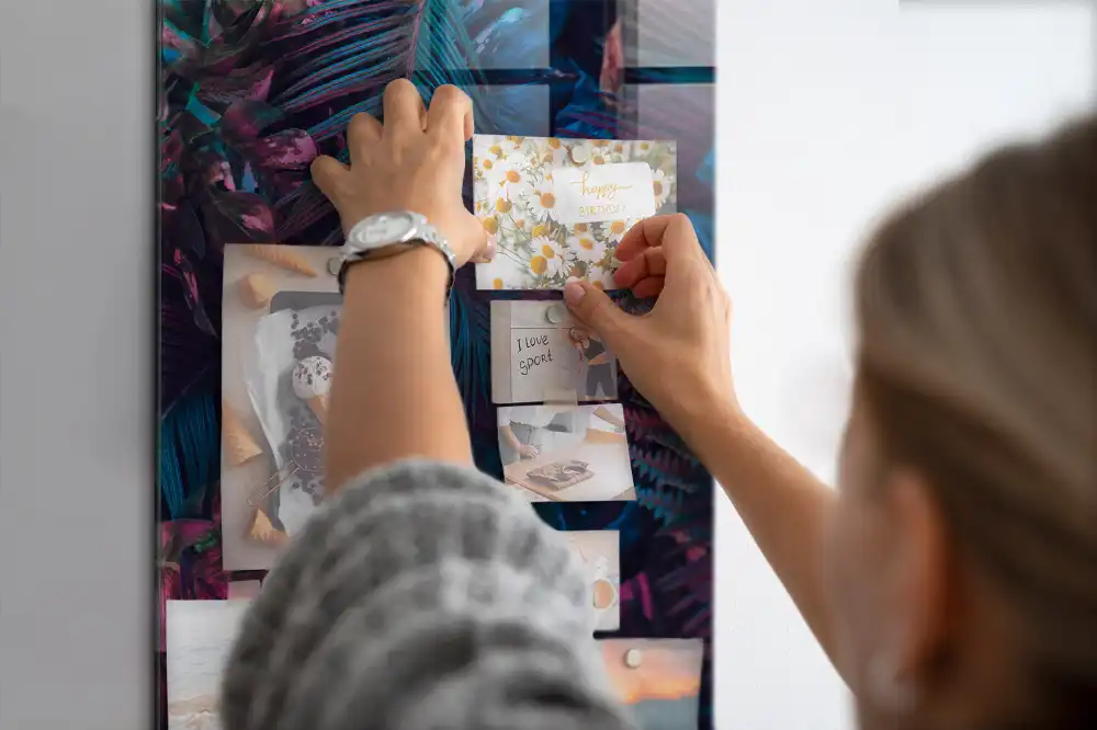 Tableau magnétique mural à motifs de feuilles tropicales