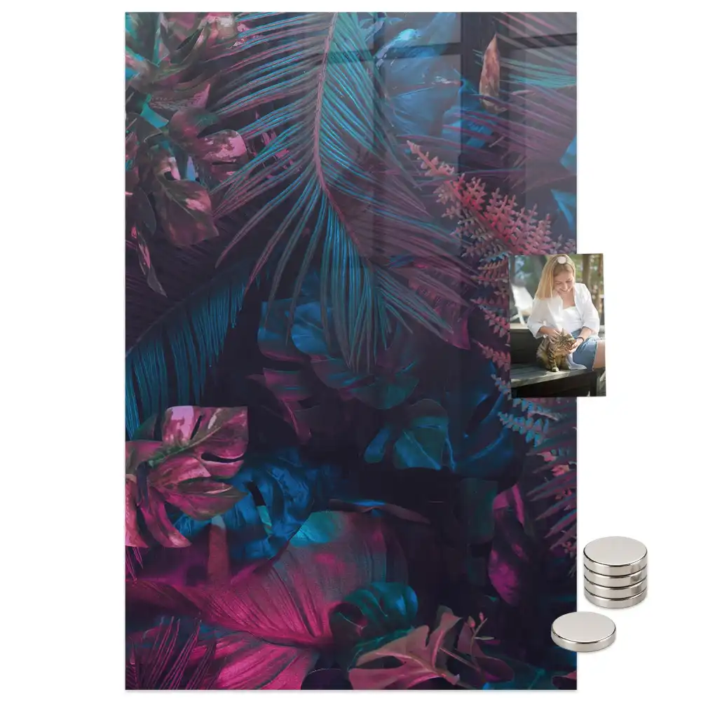 Tableau magnétique mural à motifs de feuilles tropicales