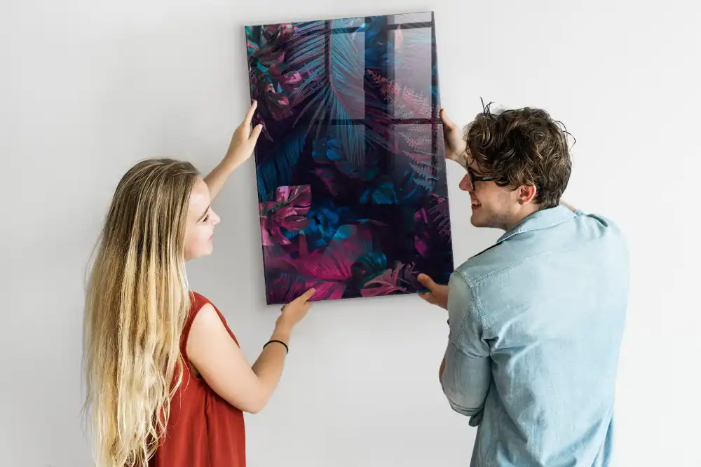Tableau magnétique mural à motifs de feuilles tropicales