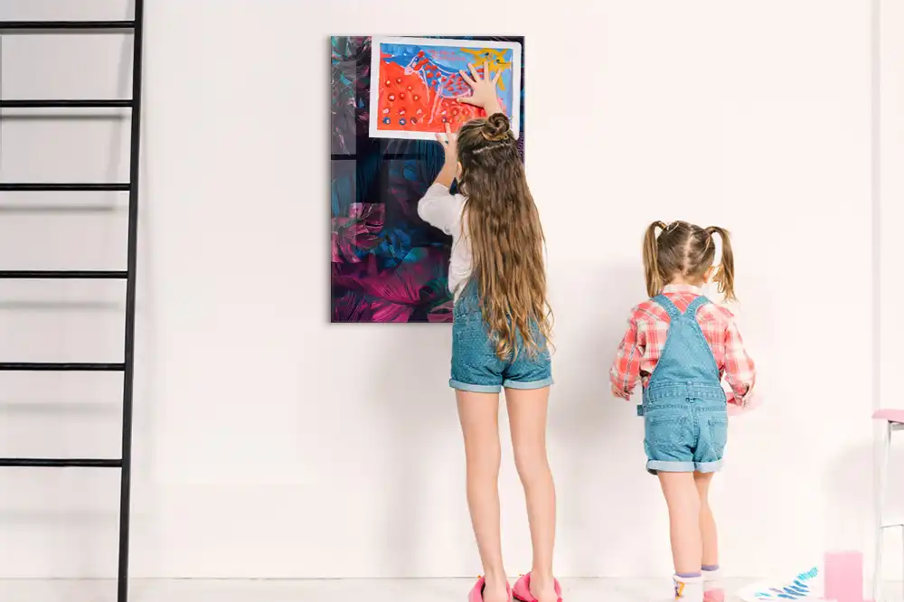 Tableau magnétique mural à motifs de feuilles tropicales