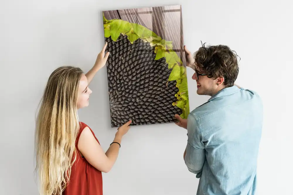 Tableau magnétique mural motif graines de tournesol
