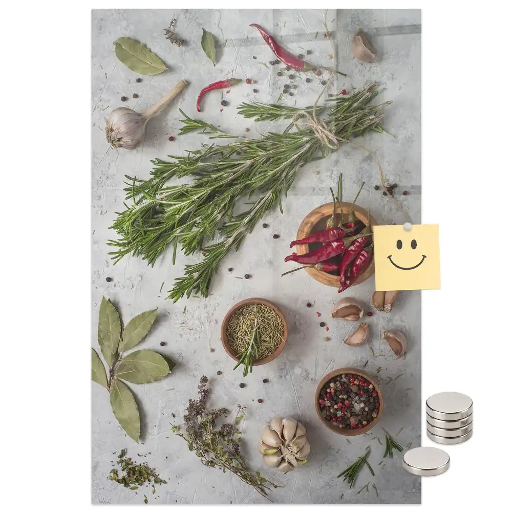 Tableau magnétique motif herbes vertes
