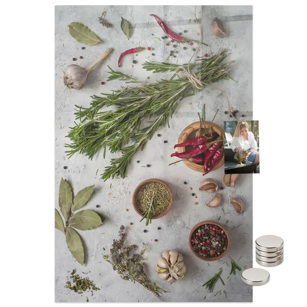 Tableau magnétique motif herbes vertes