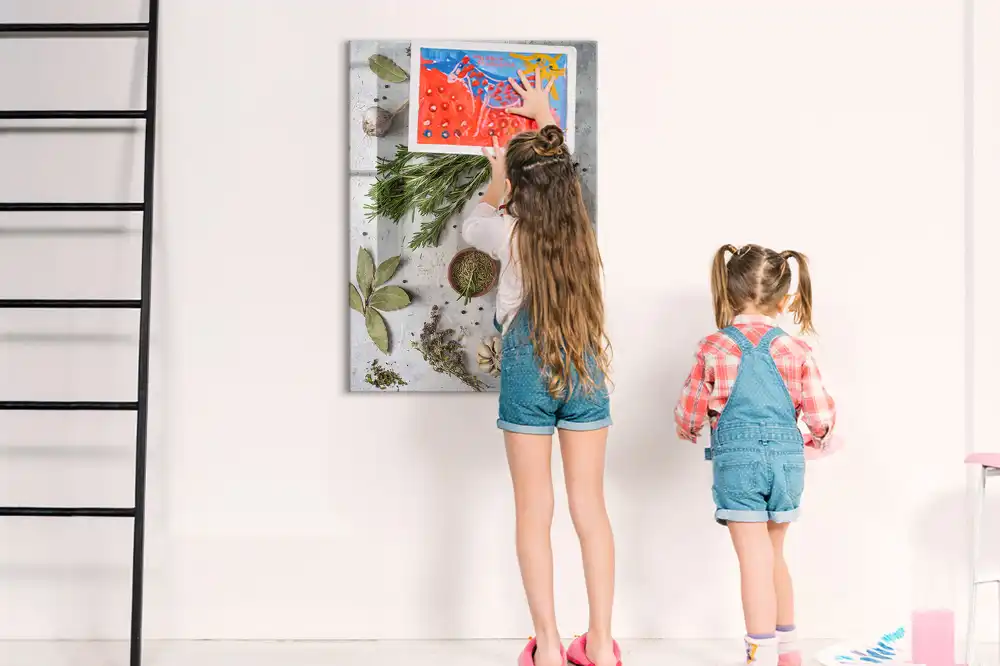 Tableau magnétique motif herbes vertes