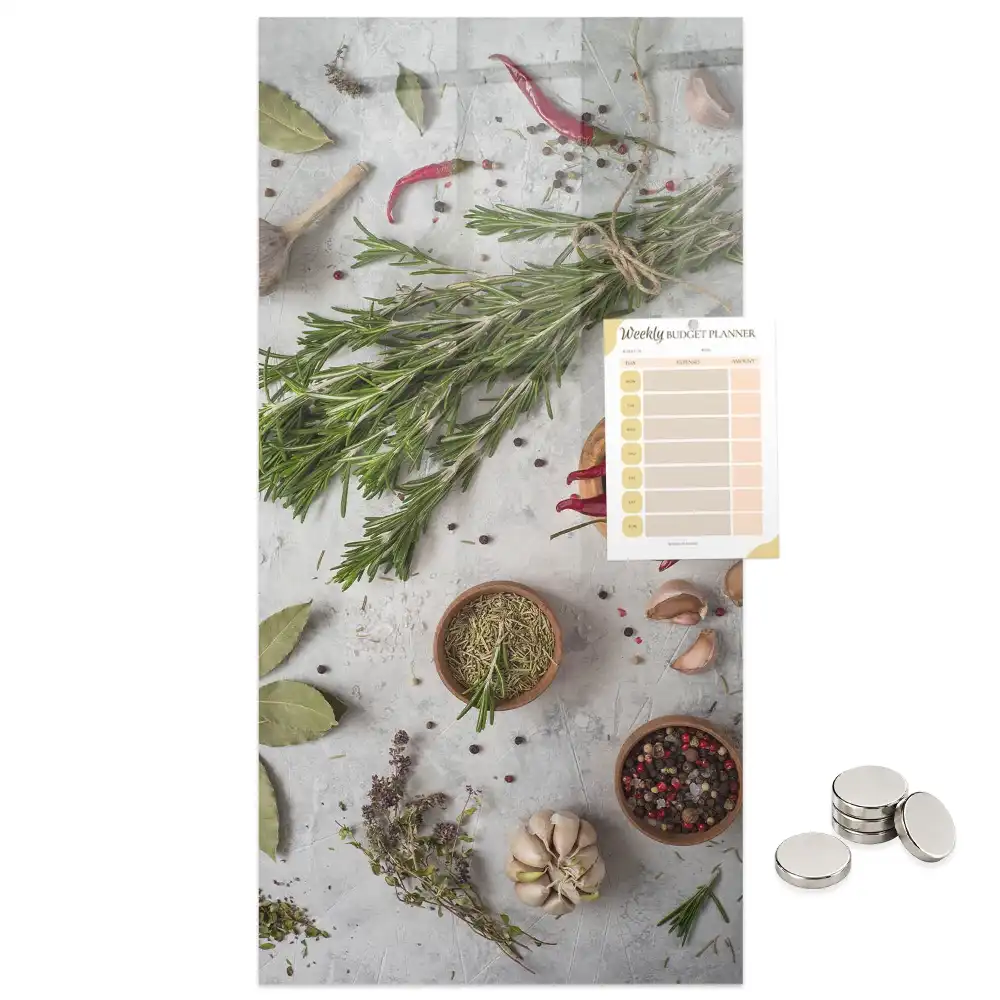 Tableau magnétique motif herbes vertes