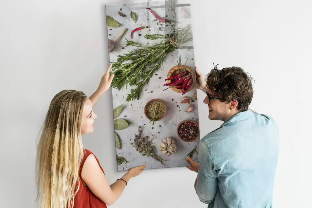 Tableau magnétique motif herbes vertes