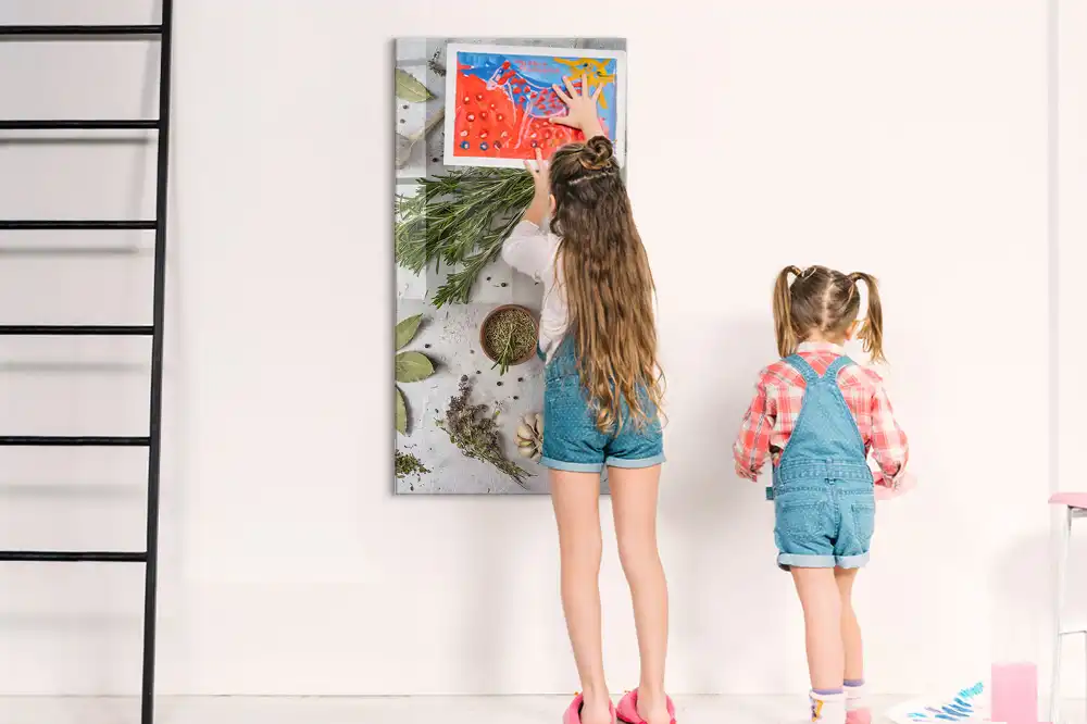 Tableau magnétique motif herbes vertes
