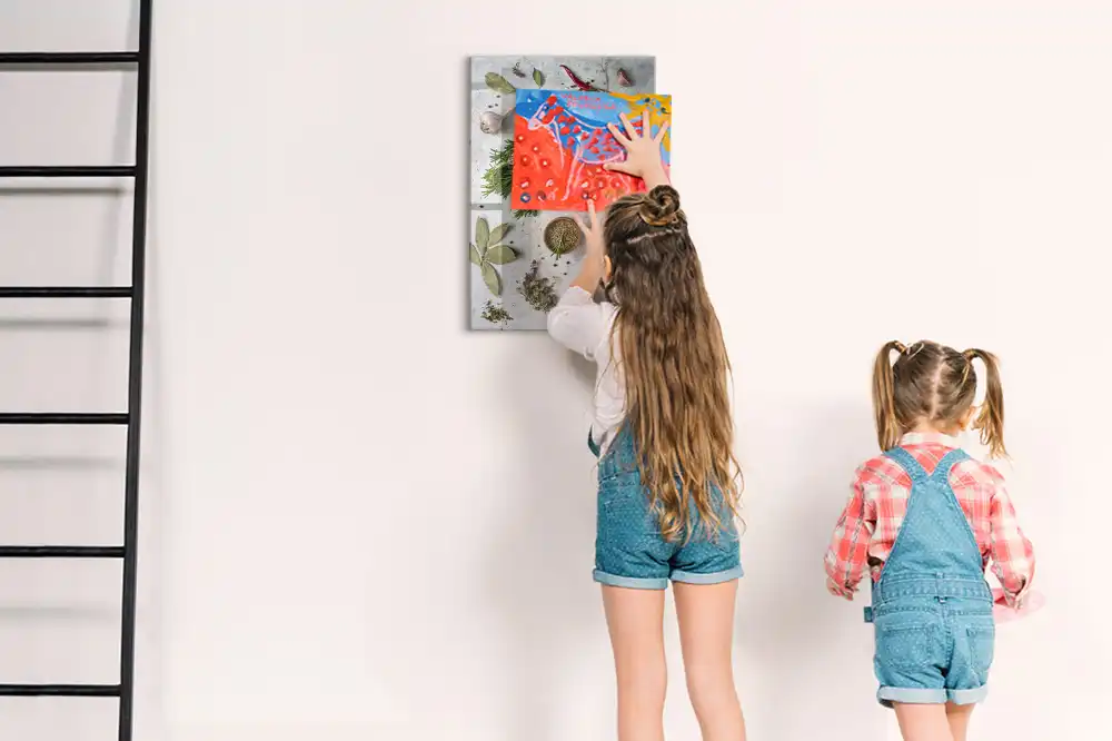 Tableau magnétique motif herbes vertes
