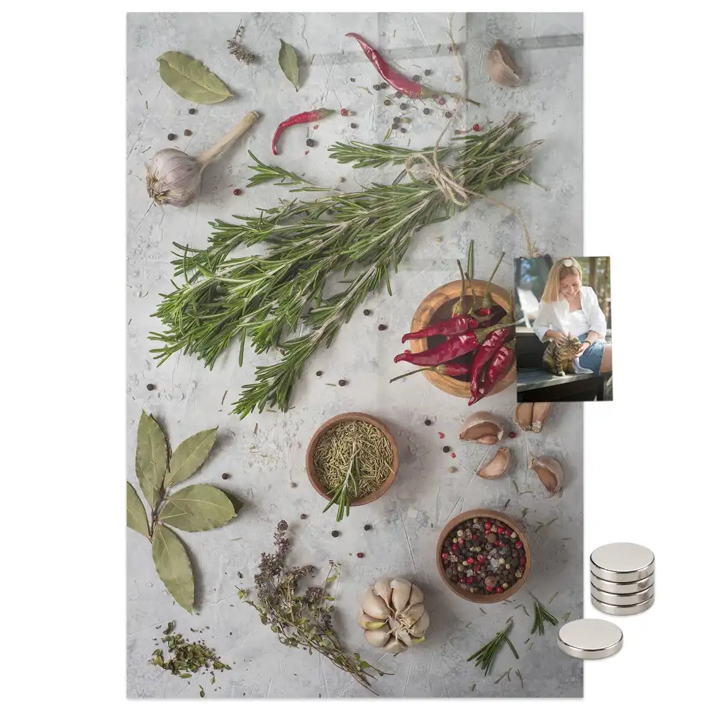 Tableau magnétique motif herbes vertes