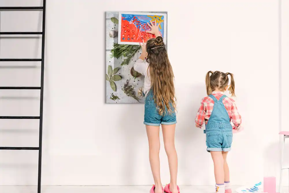 Tableau magnétique motif herbes vertes