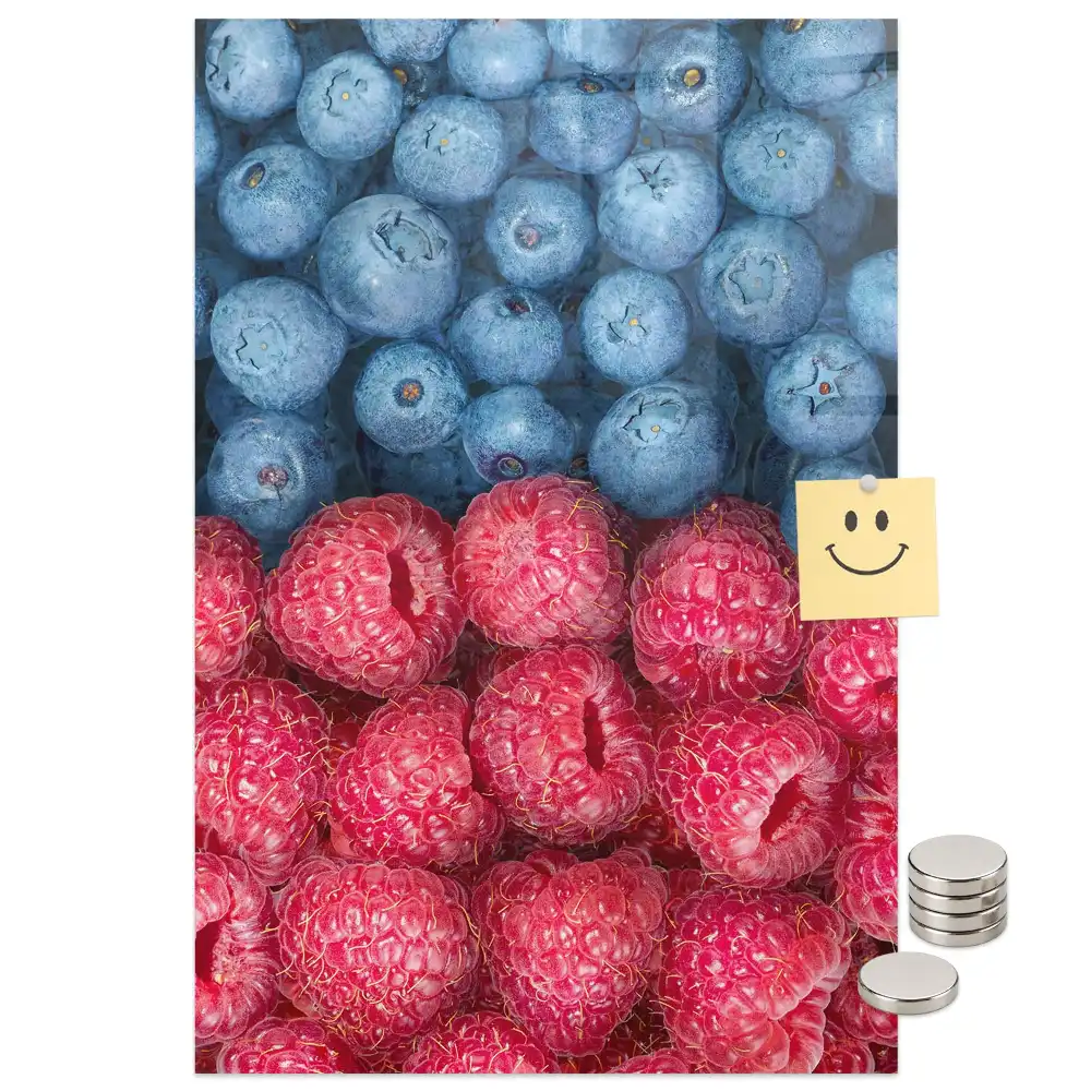 Tableau magnétique décoratif motif framboises et myrtilles