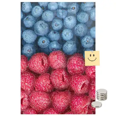 Tableau magnétique décoratif motif framboises et myrtilles