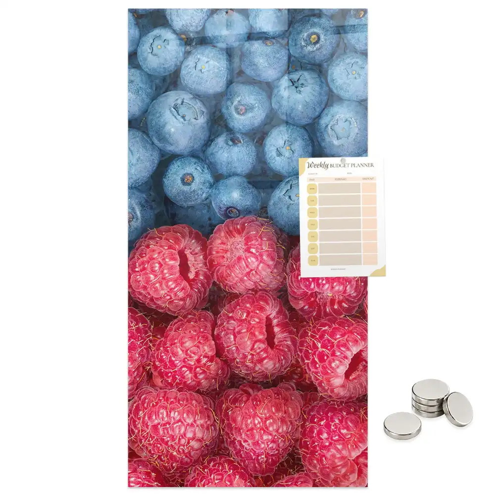 Tableau magnétique décoratif motif framboises et myrtilles
