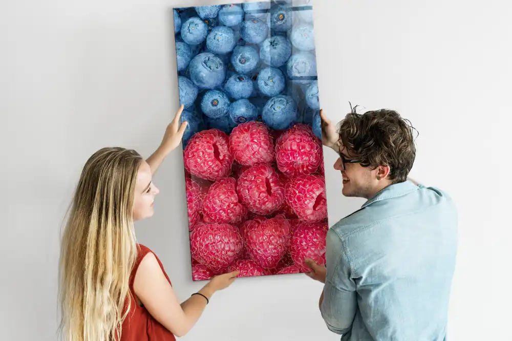 Tableau magnétique décoratif motif framboises et myrtilles