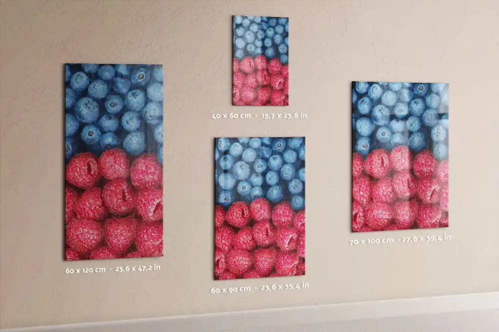 Tableau magnétique décoratif motif framboises et myrtilles