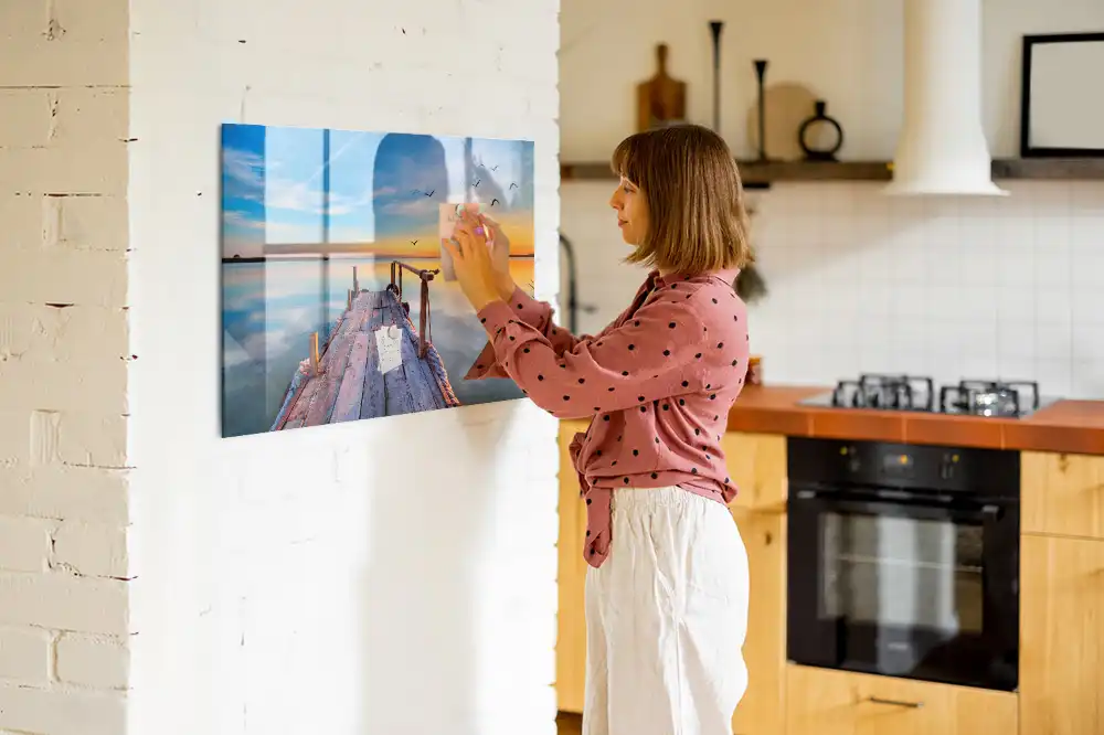 Tableau magnétique en verre Passerelle au-dessus du lac
