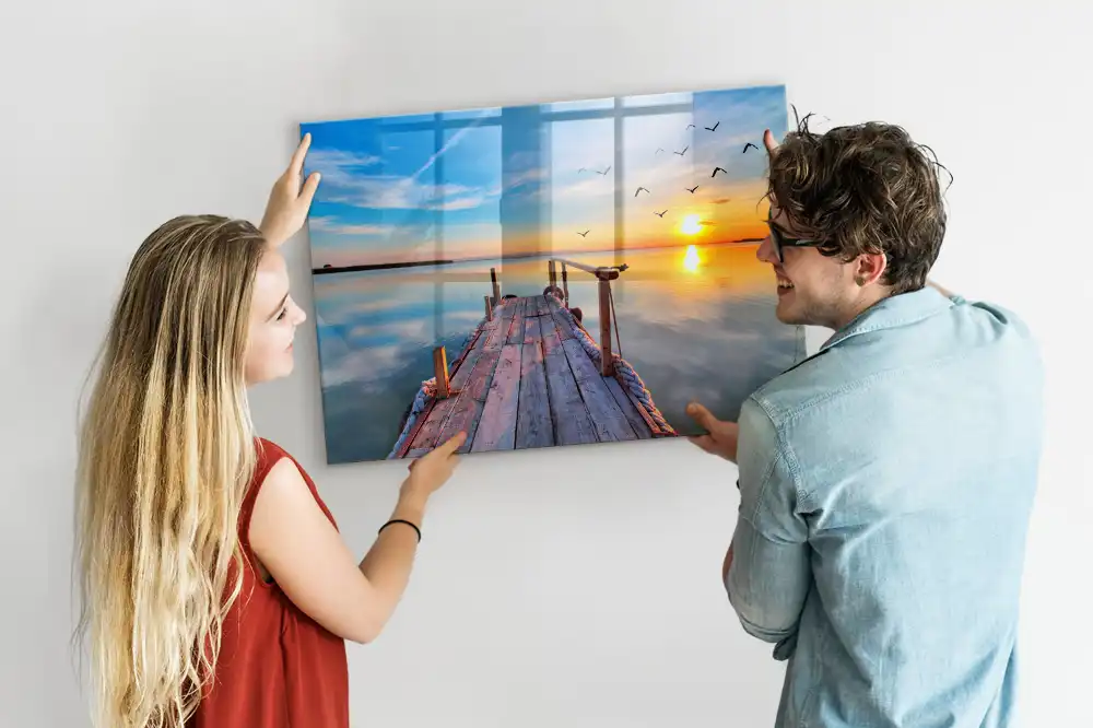 Tableau magnétique en verre Passerelle au-dessus du lac